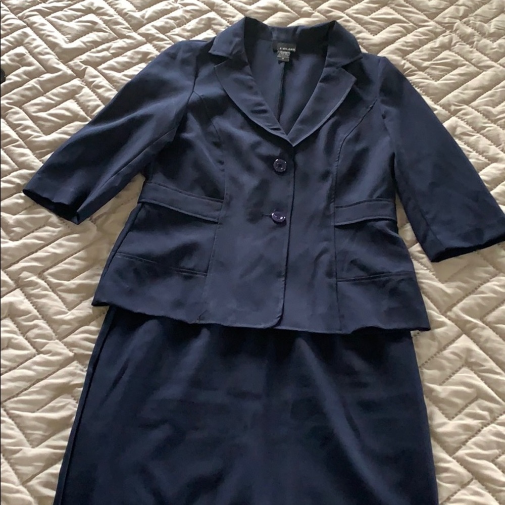 Navy blue skirt suit with jacket